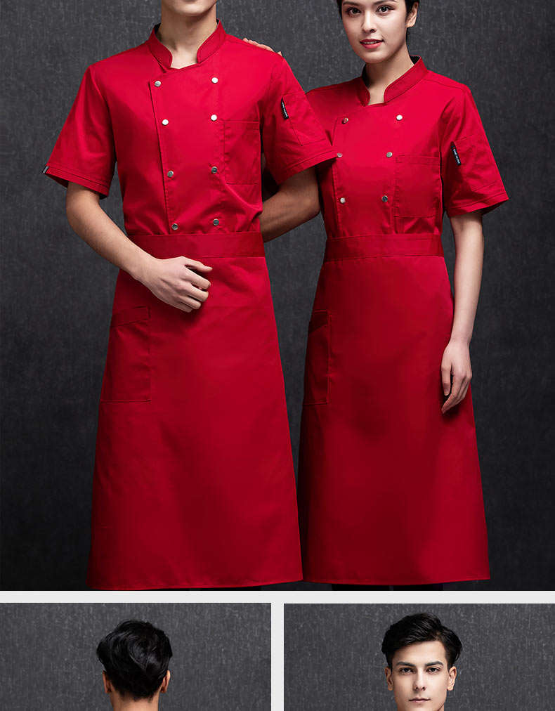 Double row breathable short sleeve hotel chef uniform top H20-C21-585