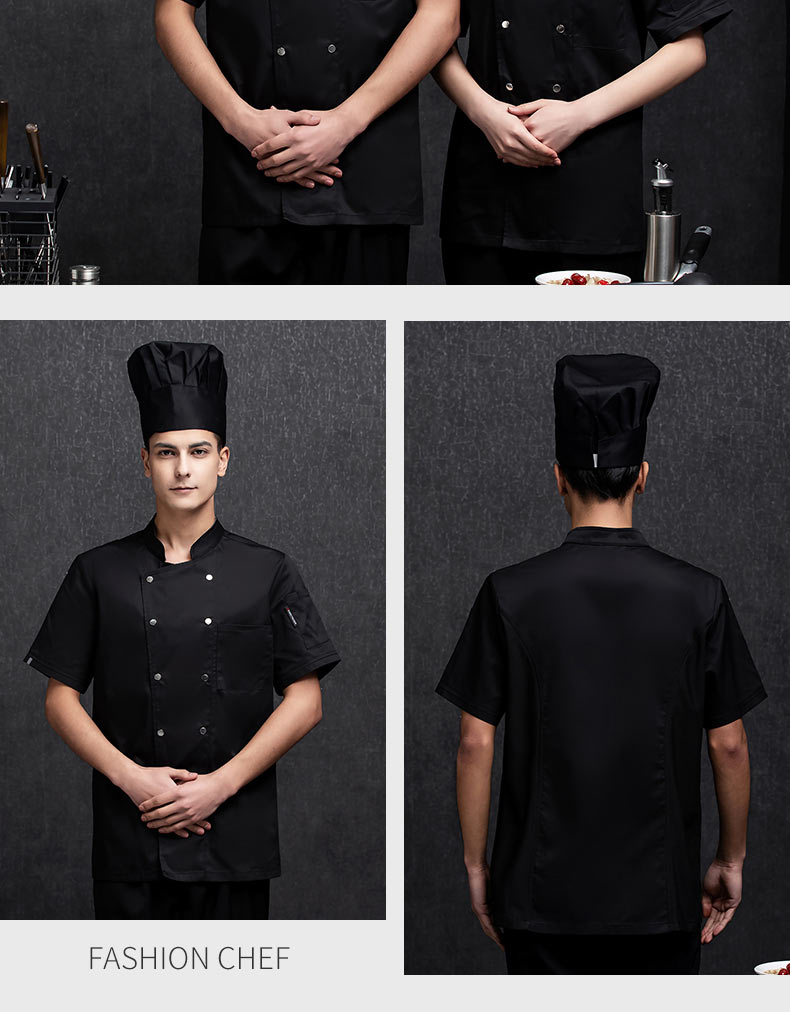 Double row breathable short sleeve hotel chef uniform top H20-C21-585