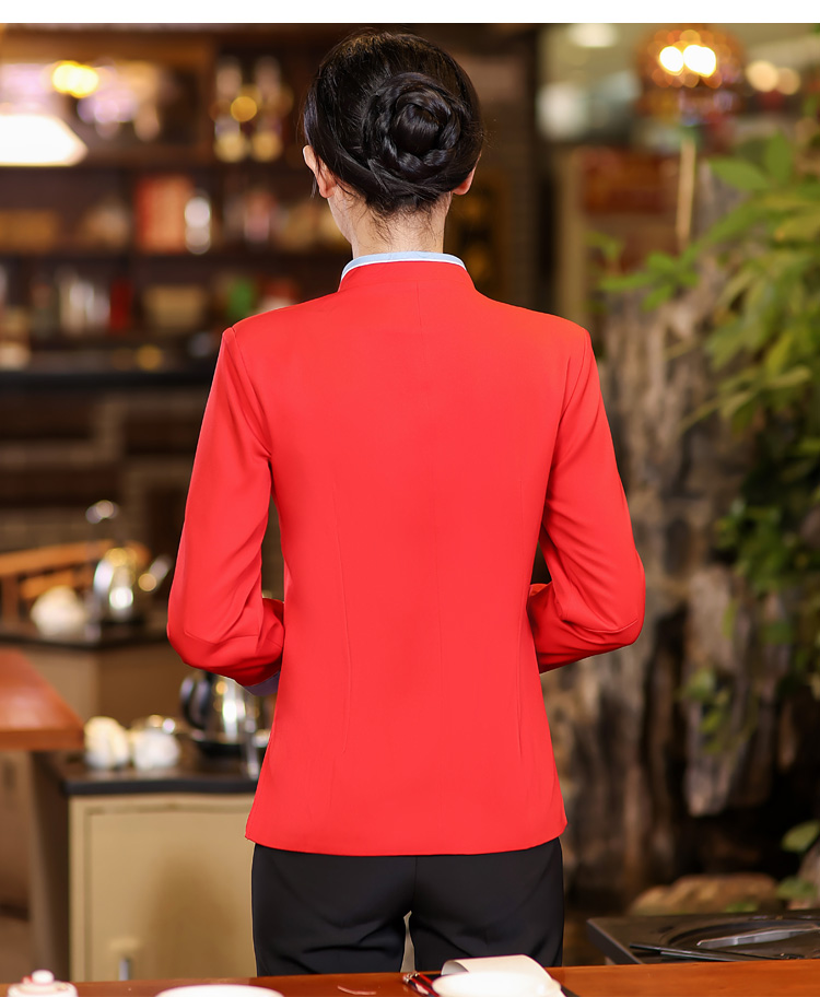 Water ripple long-sleeved chef uniform top HD3-21-C042 women long-sleeved top