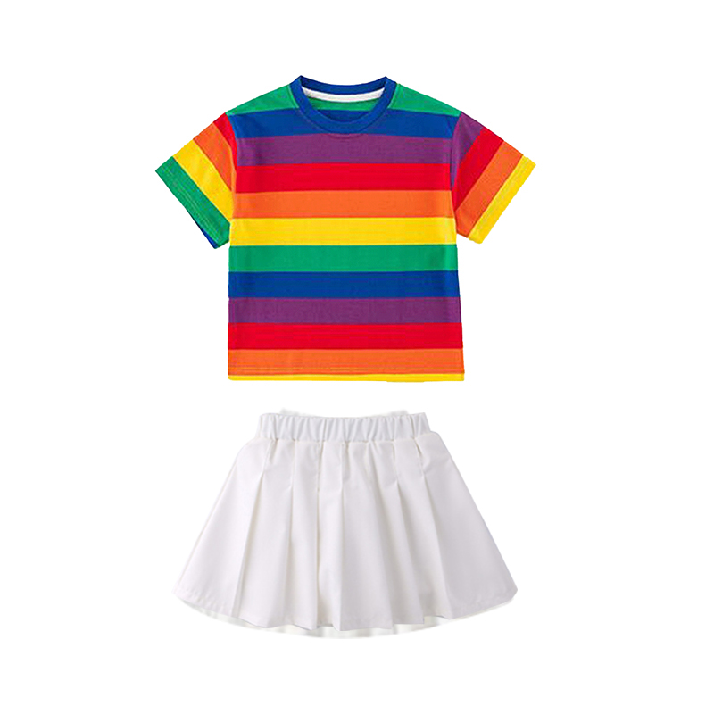 Breathable and soft rainbow youth cheerleading suit Z13-D101