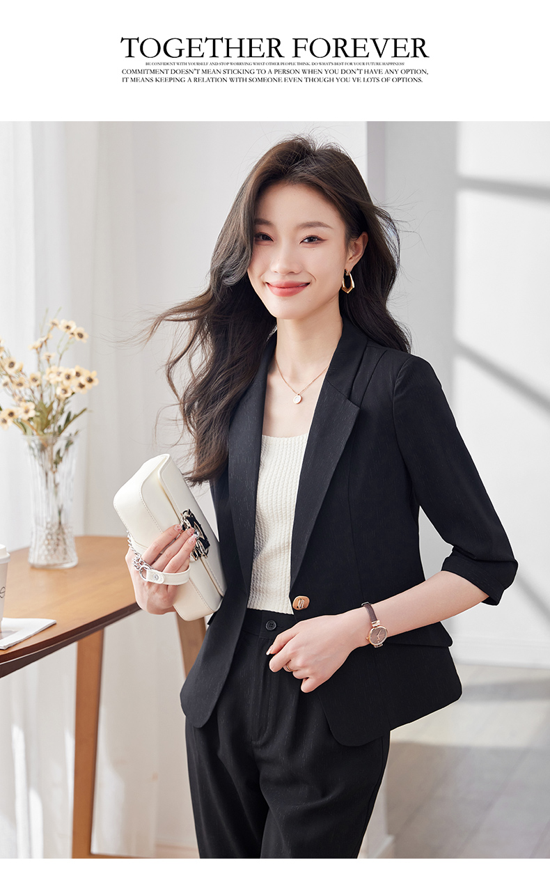 Smooth and delicate mid-length sleeves fashionable commuter suit 113-8950