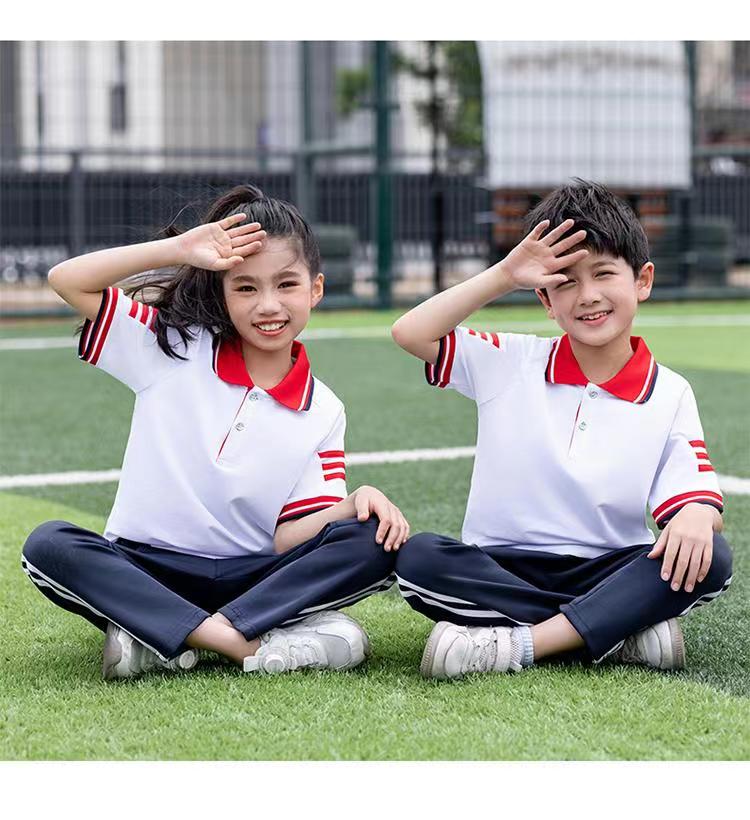 Campus sports short-sleeved lapel school uniform class uniform KI2-8808 top