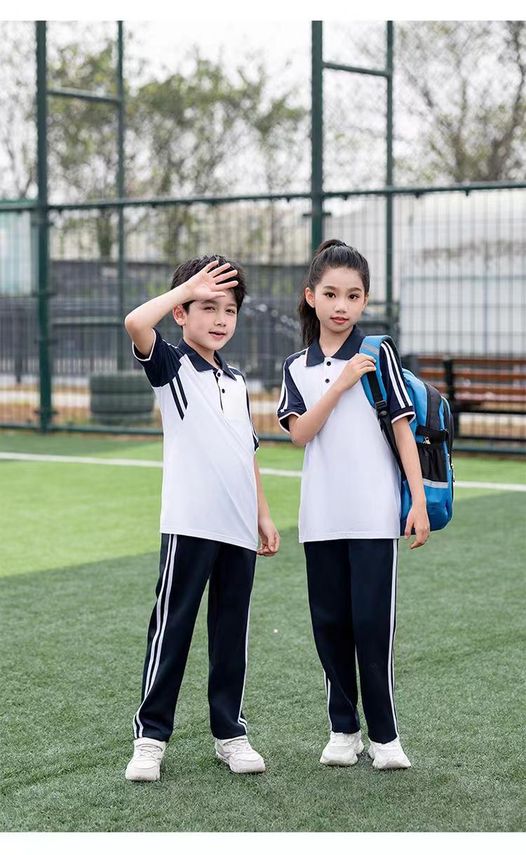 Trendy contrast color short-sleeved lapel sports school uniform KI2-8810 top