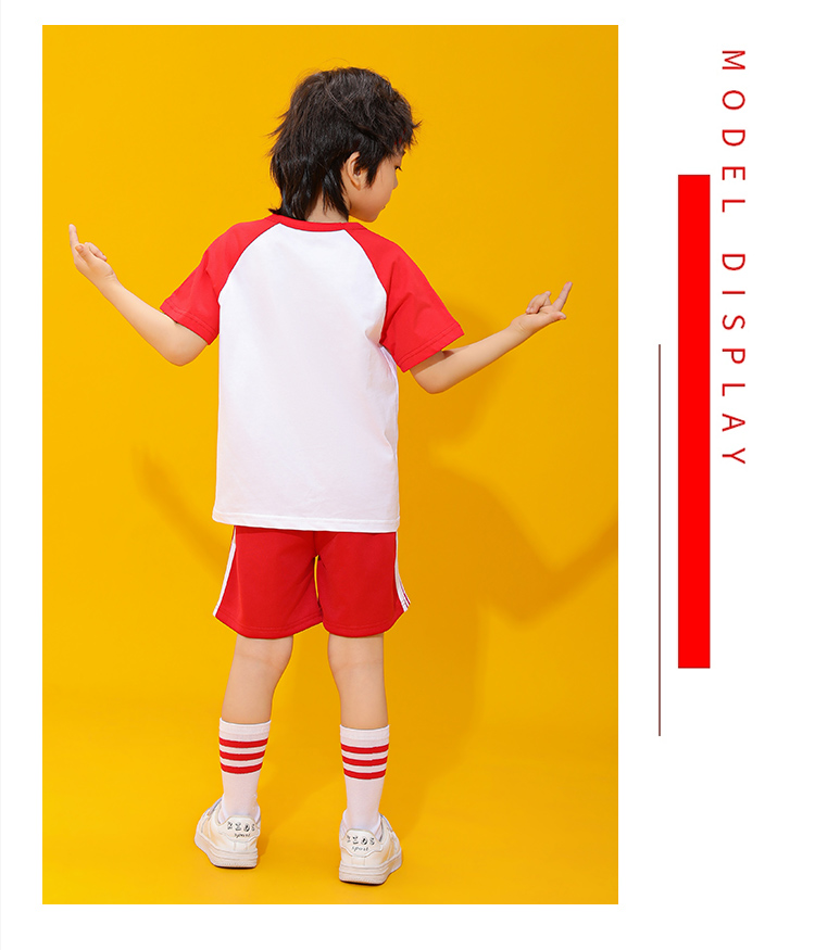 Raglan round neck sports short-sleeved primary and secondary school uniform suit for men and women D03-24212