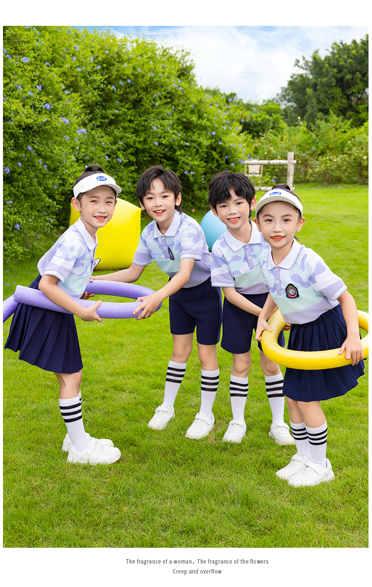 Tongqu companion elementary and middle school students school uniform summer short-sleeved suit 216-6086