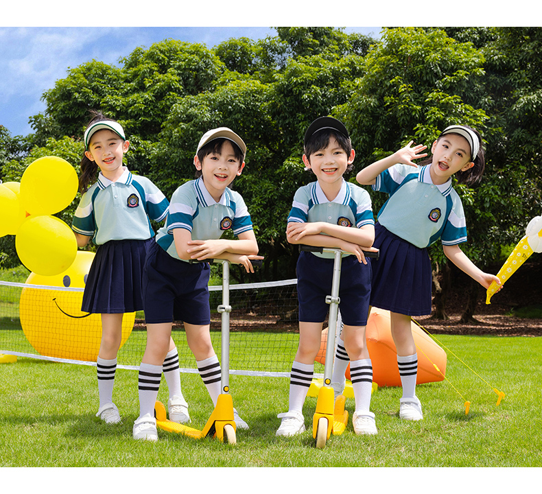 Tongqu companion elementary and middle school students school uniform summer short-sleeved suit 216-6087