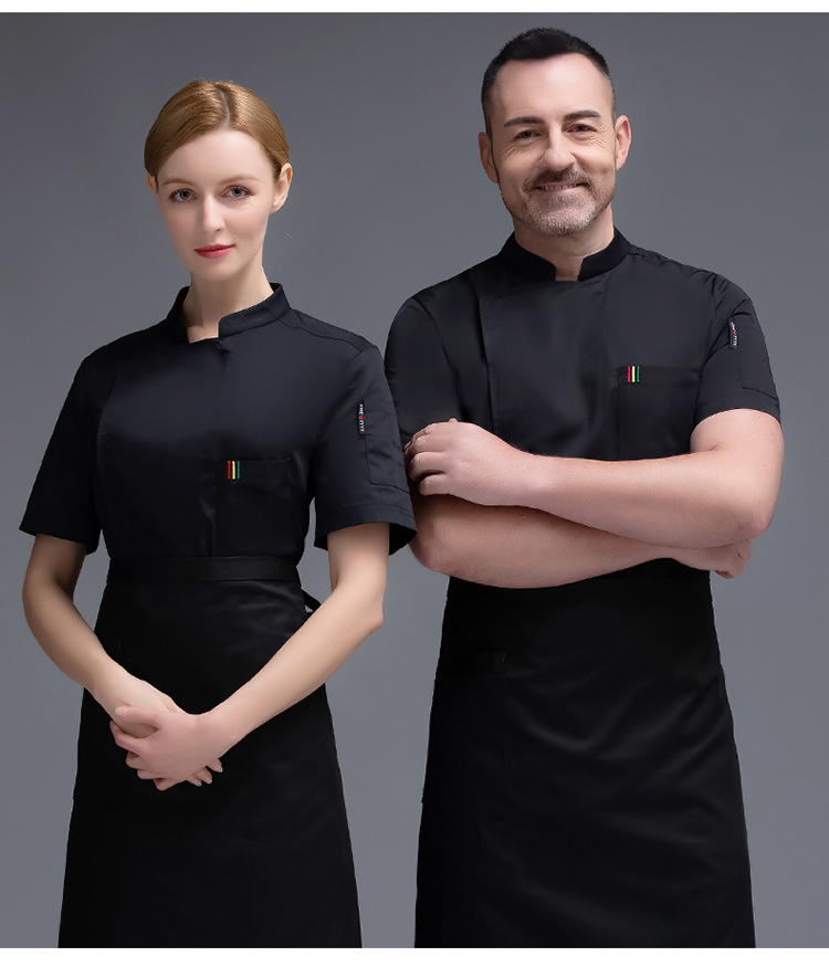 Thin cotton vertical three-color short-sleeved chef uniform top H02-20F029-031