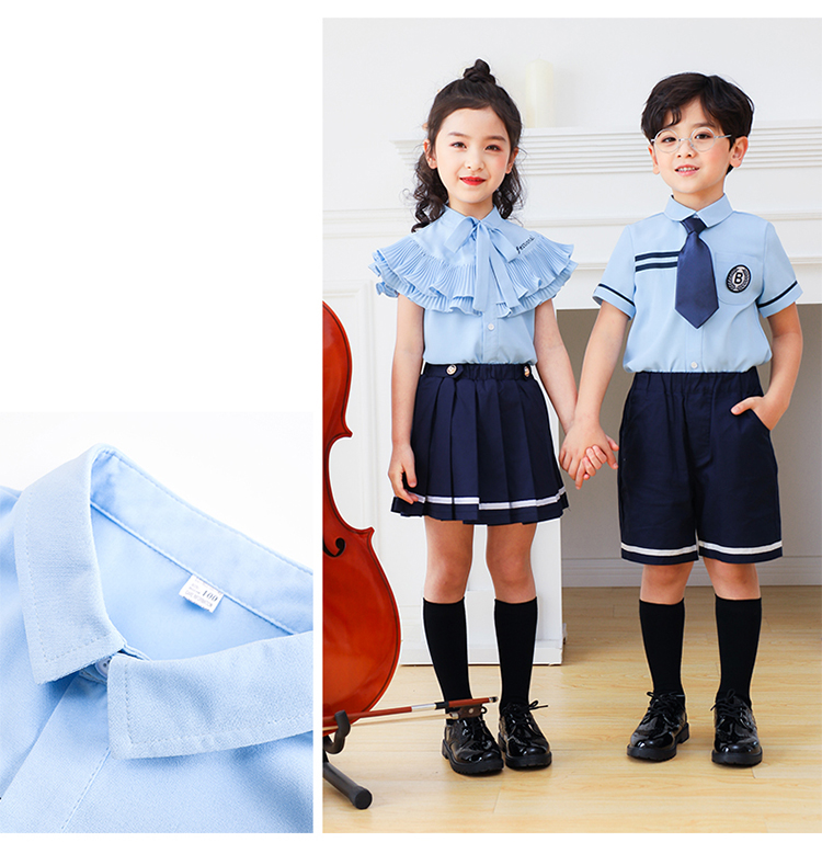 British style primary and secondary school students school uniform children garden uniform short-sleeved suit 894-2012