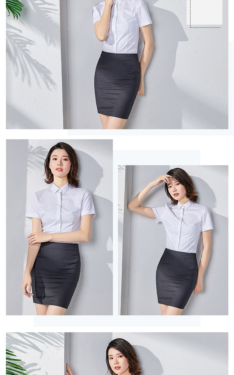 Elastic slim fit dark placket elastic bamboo fiber short-sleeved shirt for women 129-2055 short-sleeved shirt for women