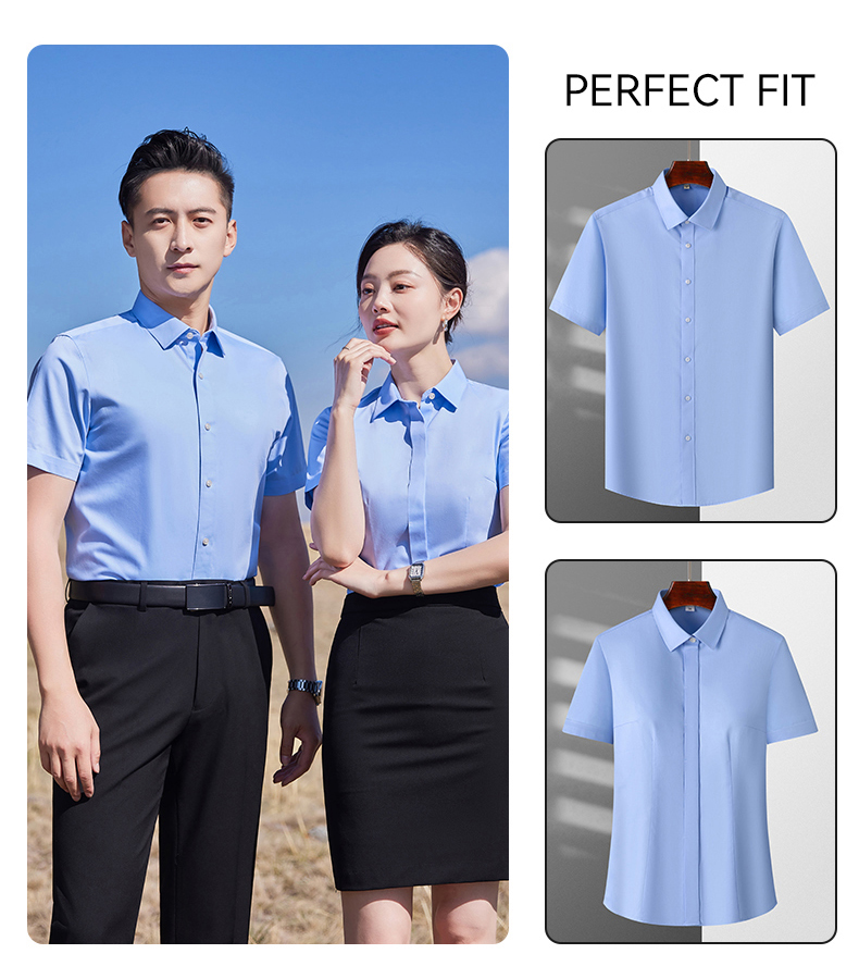 Business slim temperament short-sleeved shirt men and women 129-9901 short-sleeved shirt