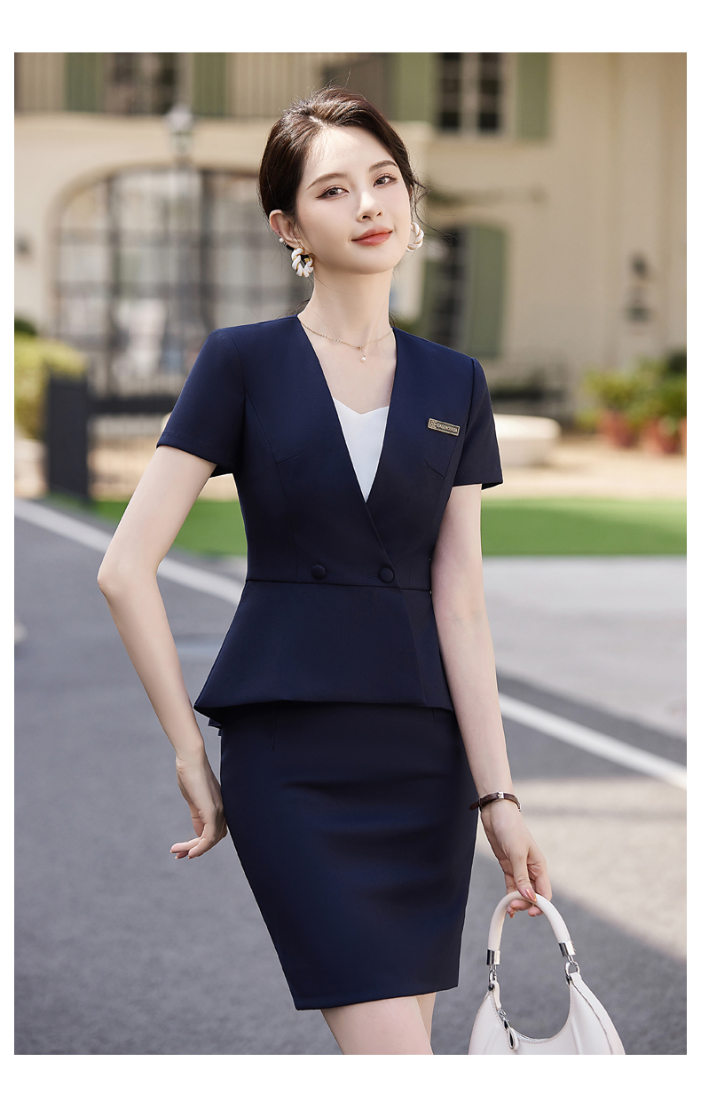 Wrinkle-resistant and smooth V-neck fashionable business suit jacket 114-3025