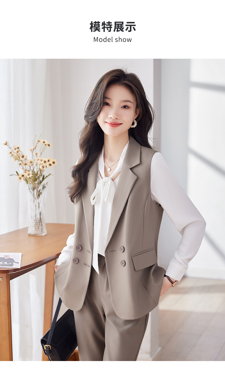 Simple and comfortable fabric vest suit 113-8016