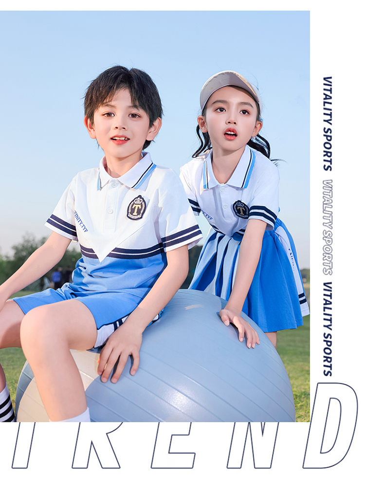 Comfortable and breathable blue and white sports school uniform suit 894-2127