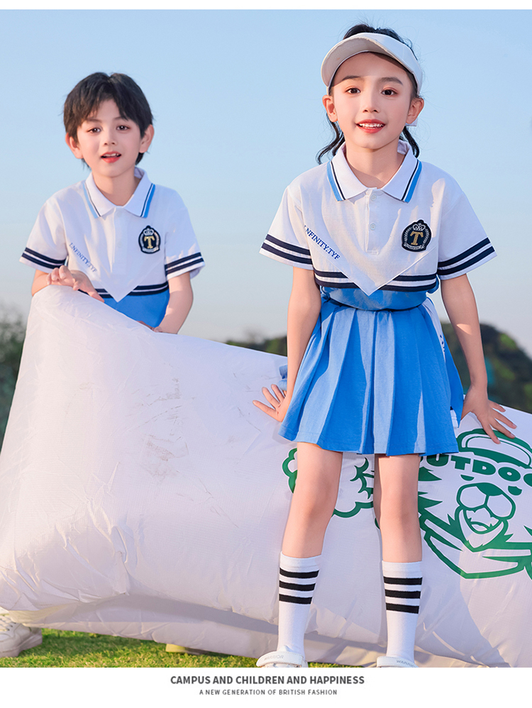 Comfortable and breathable blue and white sports school uniform suit 894-2127