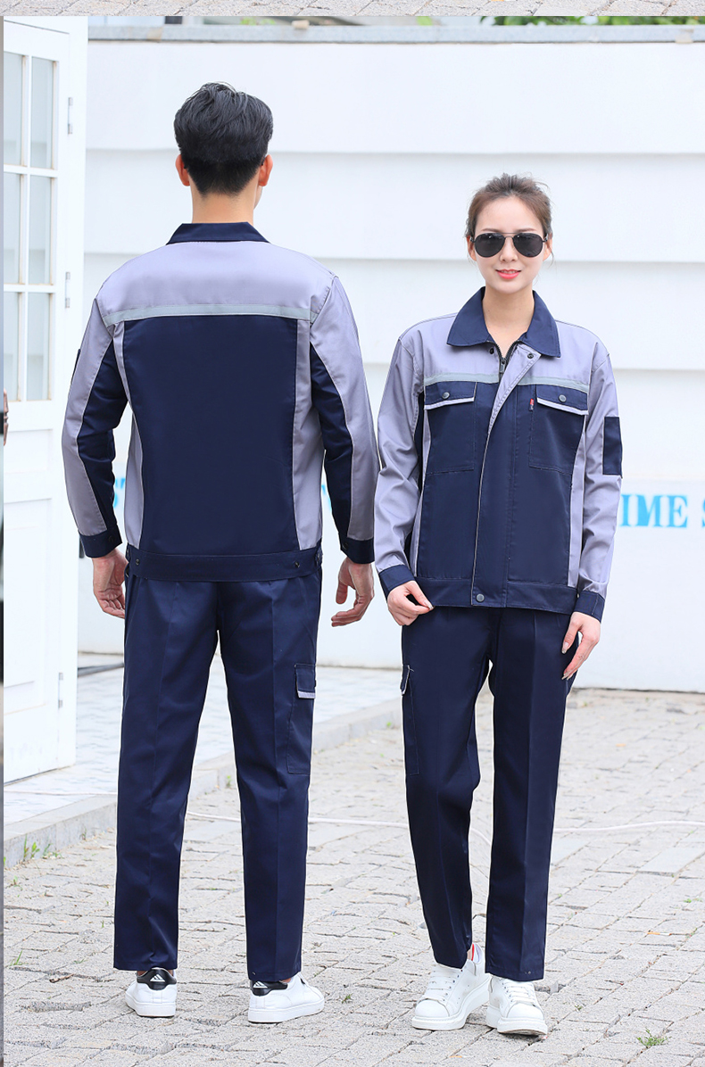 Full-process polyester-cotton fine twill double reflective strip workwear spring and autumn suit B06-W1208 top