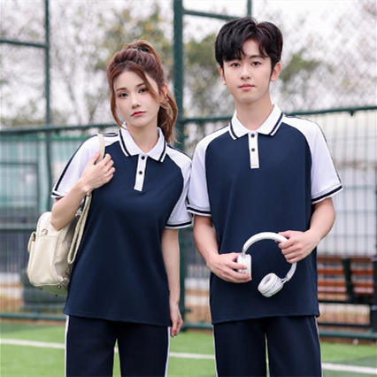 Summer sports elementary school middle school color matching school uniform short-sleeved suit KI2-2266 top