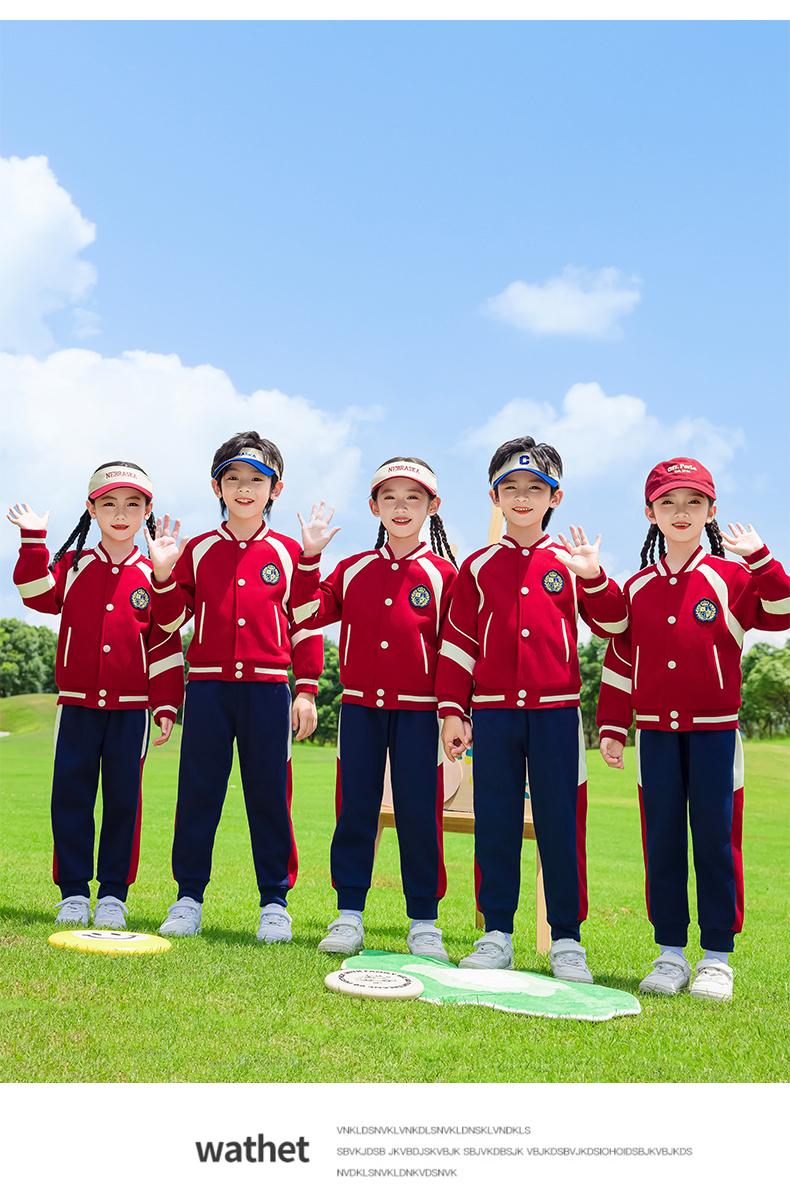 Children sports long-sleeved school uniform spring and autumn two-piece suit 215-9183