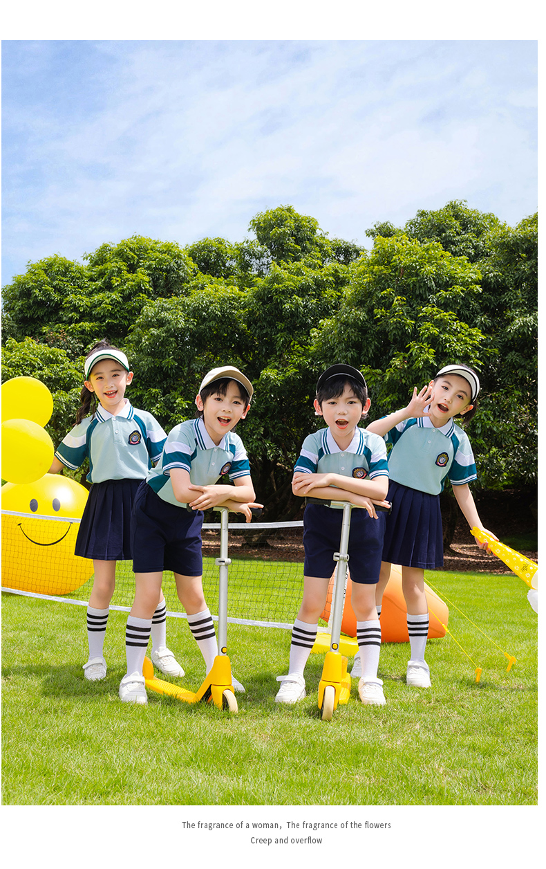 Tongqu companion elementary and middle school students school uniform summer short-sleeved suit 216-6087