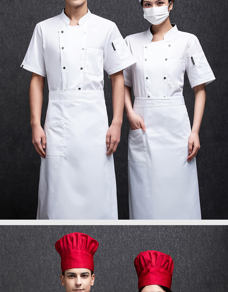 Double row breathable short sleeve hotel chef uniform top H20-C21-585