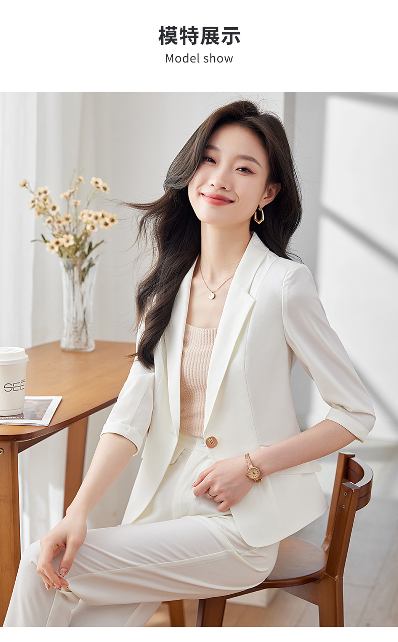 Smooth and delicate mid-length sleeves fashionable commuter suit 113-8950