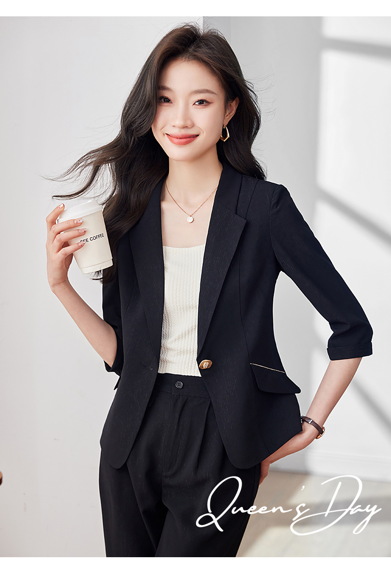 Smooth and delicate mid-length sleeves fashionable commuter suit 113-8950