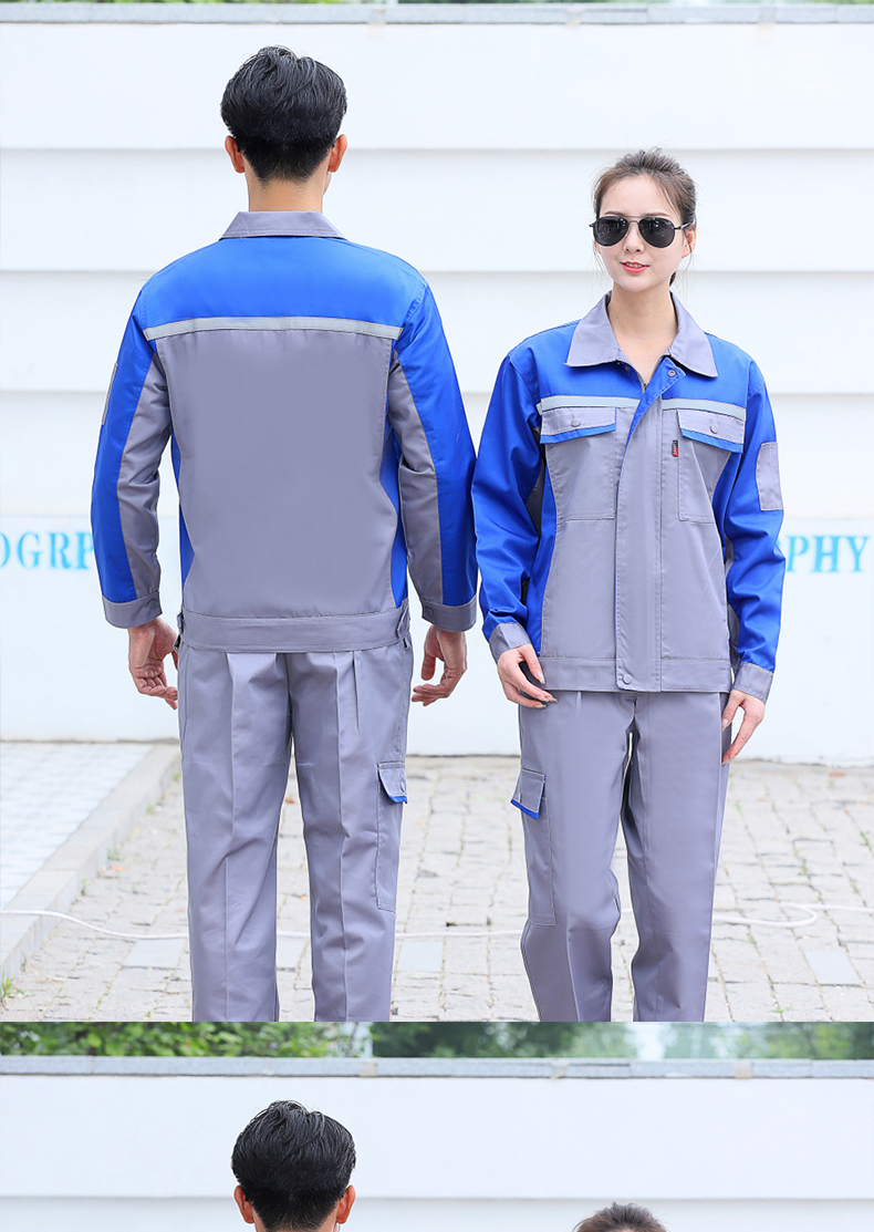 Full-process polyester-cotton fine twill double reflective strip workwear spring and autumn suit B06-W1208 top