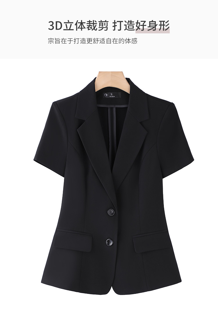 Peaked lapel double button business suit short sleeve women suit DY6-8330+K2201+Q1102