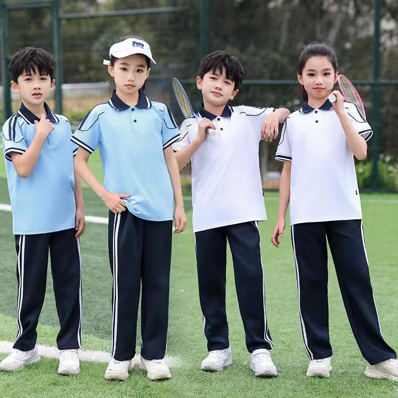 Summer sports elementary school middle school color matching school uniform short-sleeved suit KI2-2266 top