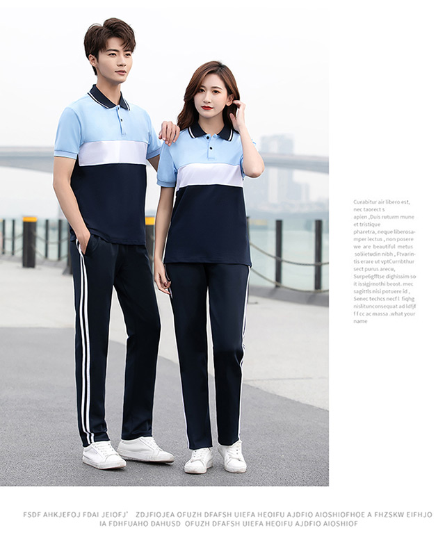 Short-sleeved lapel three-color school uniform suit KI2-5668 top