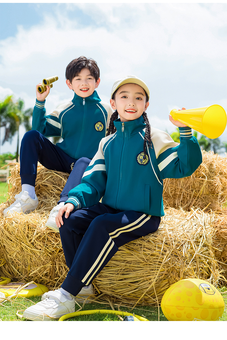 Children sports long-sleeved school uniform spring and autumn two-piece suit 215-9185