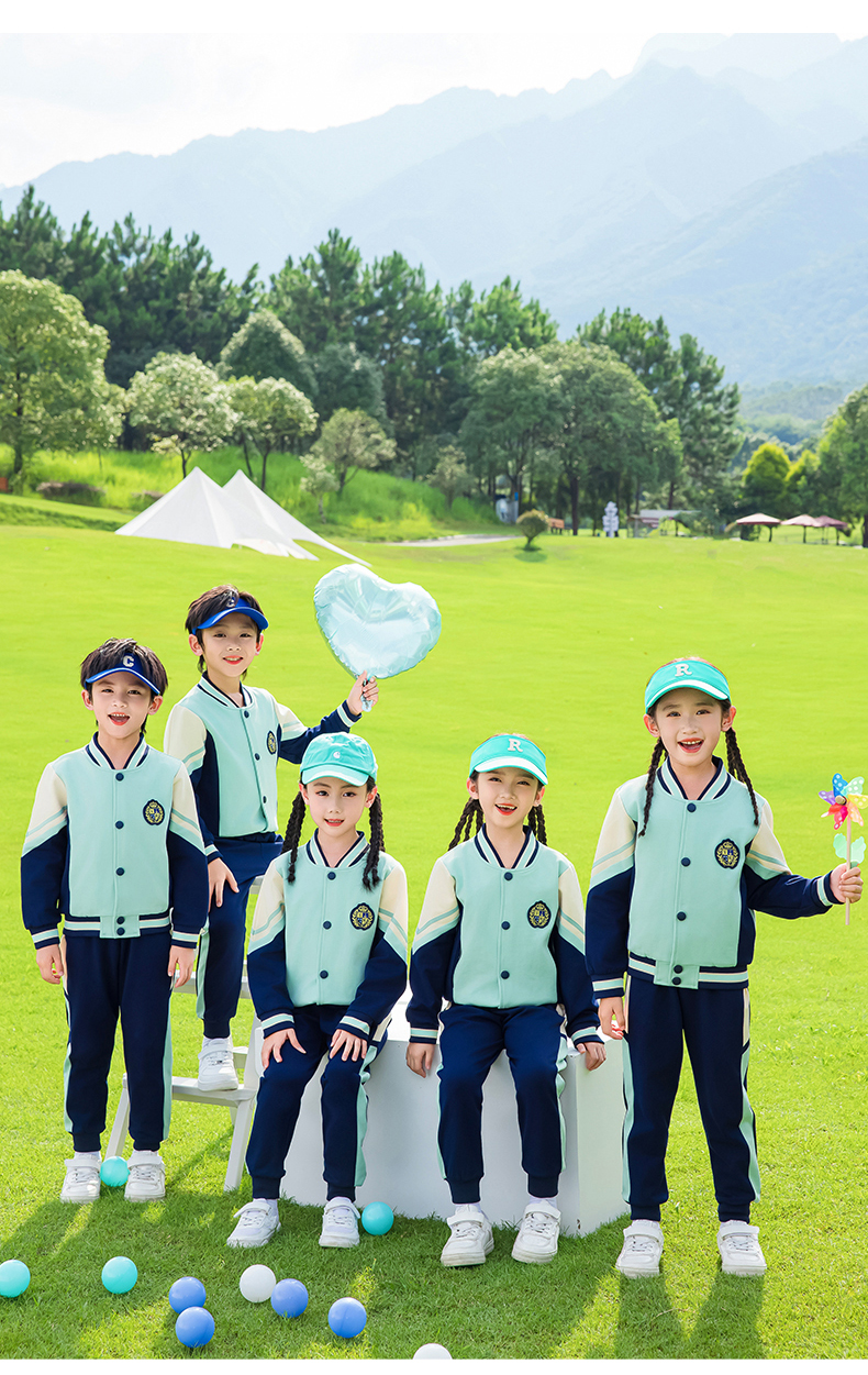 Children sports long-sleeved school uniform spring and autumn two-piece suit 215-9187