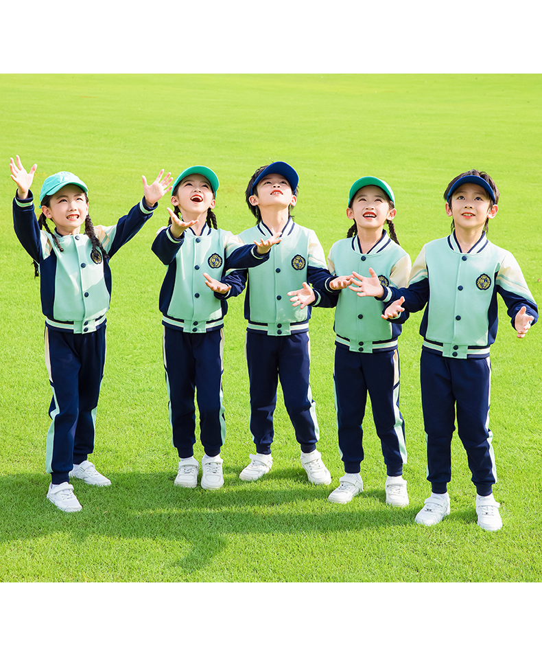 Children sports long-sleeved school uniform spring and autumn two-piece suit 215-9187