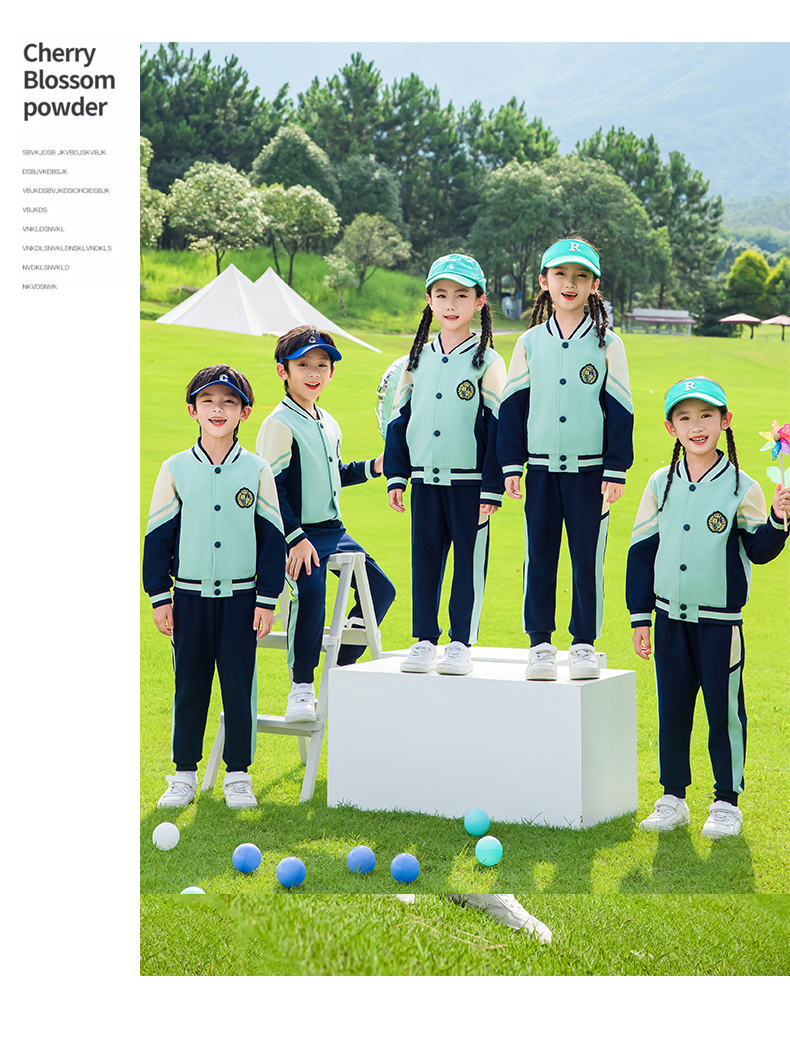 Children sports long-sleeved school uniform spring and autumn two-piece suit 215-9187