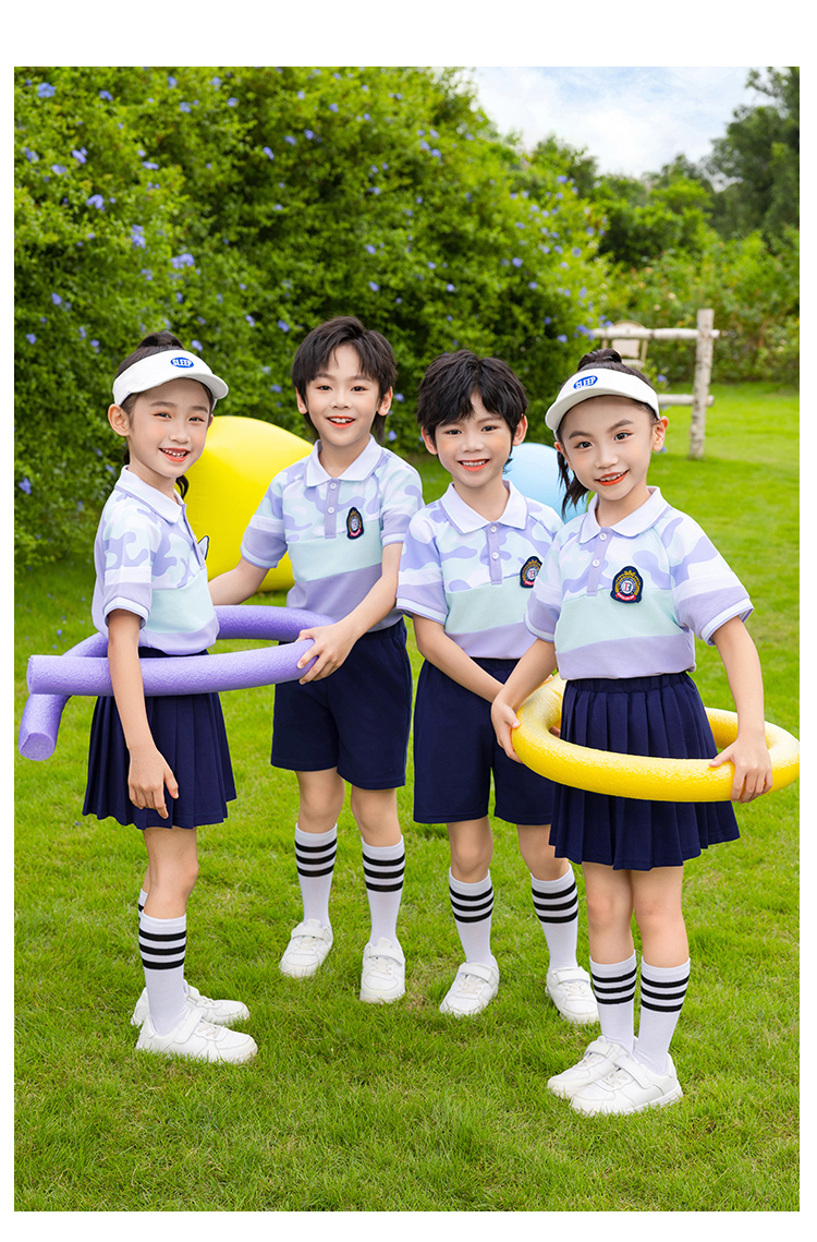 Tongqu companion elementary and middle school students school uniform summer short-sleeved suit 216-6086