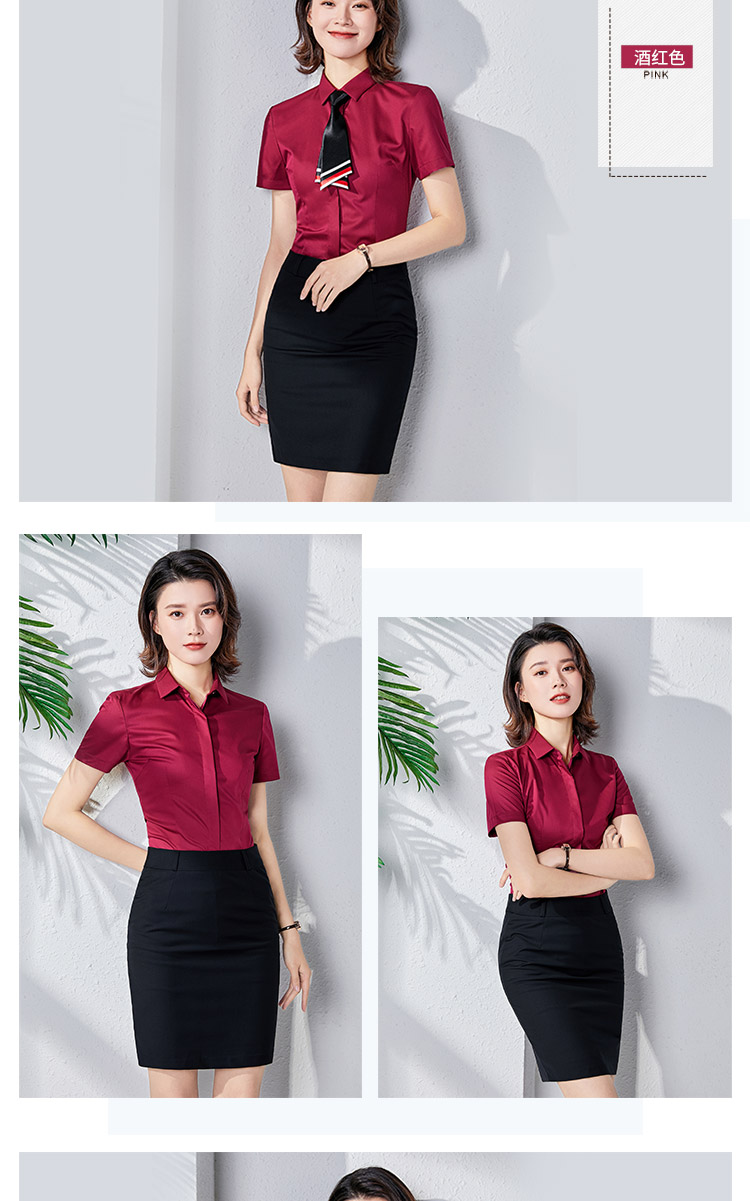 Elastic slim fit dark placket elastic bamboo fiber short-sleeved shirt for women 129-2055 short-sleeved shirt for women