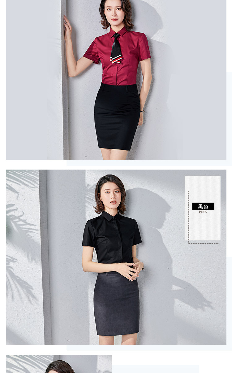 Elastic slim fit dark placket elastic bamboo fiber short-sleeved shirt for women 129-2055 short-sleeved shirt for women