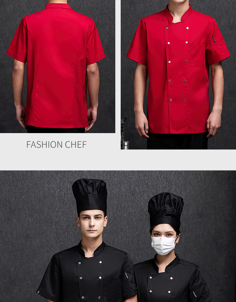 Double row breathable short sleeve hotel chef uniform top H20-C21-585