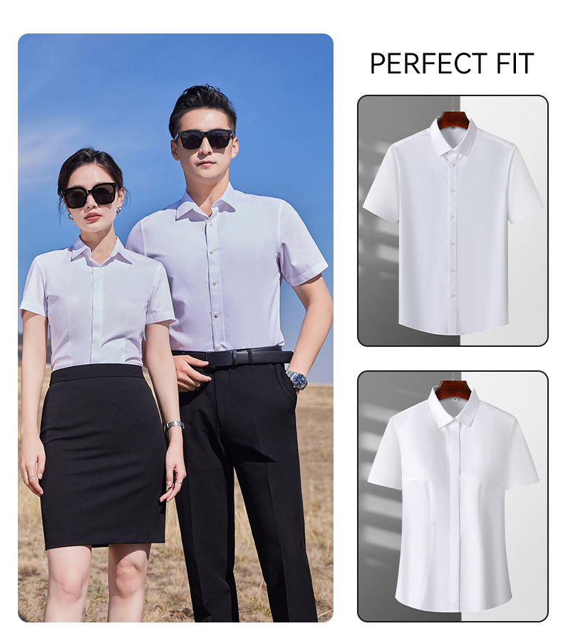 Business slim temperament short-sleeved shirt men and women 129-9901 short-sleeved shirt