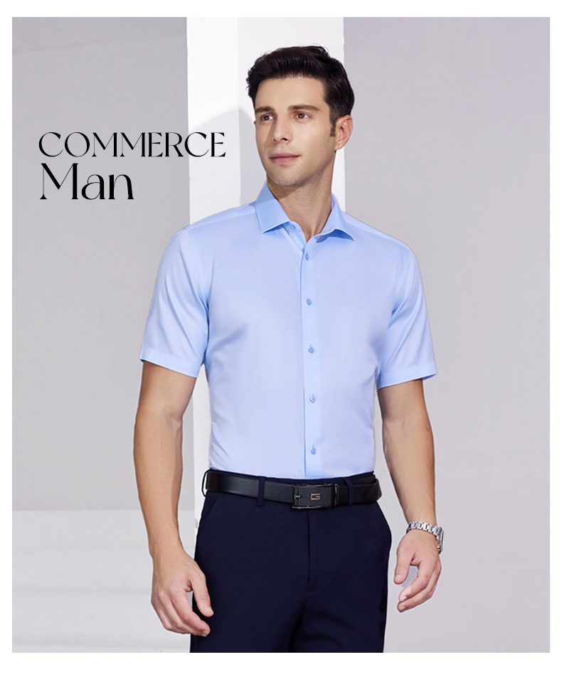 100s pure cotton business DP iron-free short-sleeved shirt 81-6618 men short-sleeved shirt