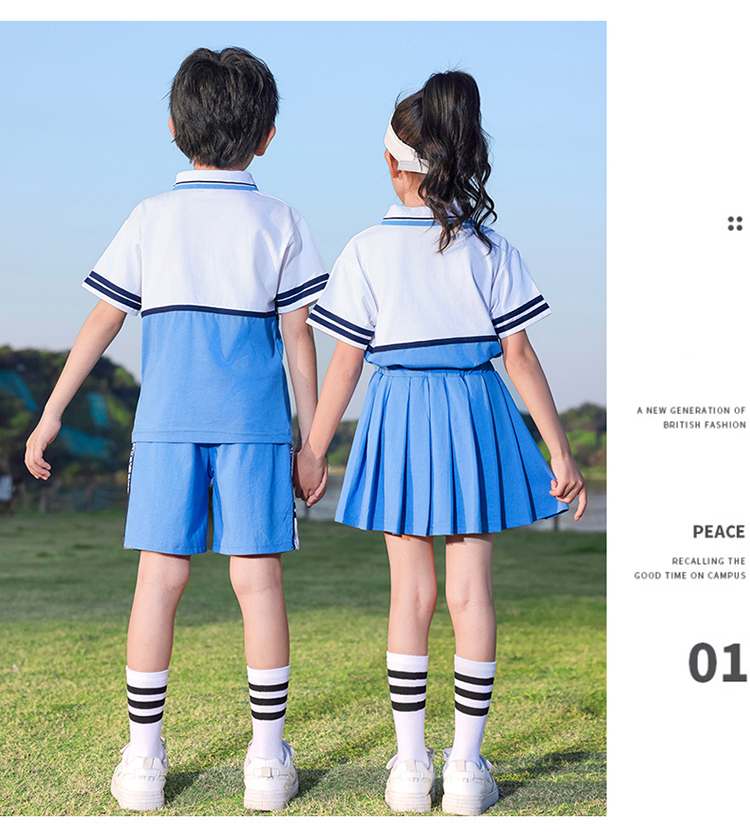 Comfortable and breathable blue and white sports school uniform suit 894-2127