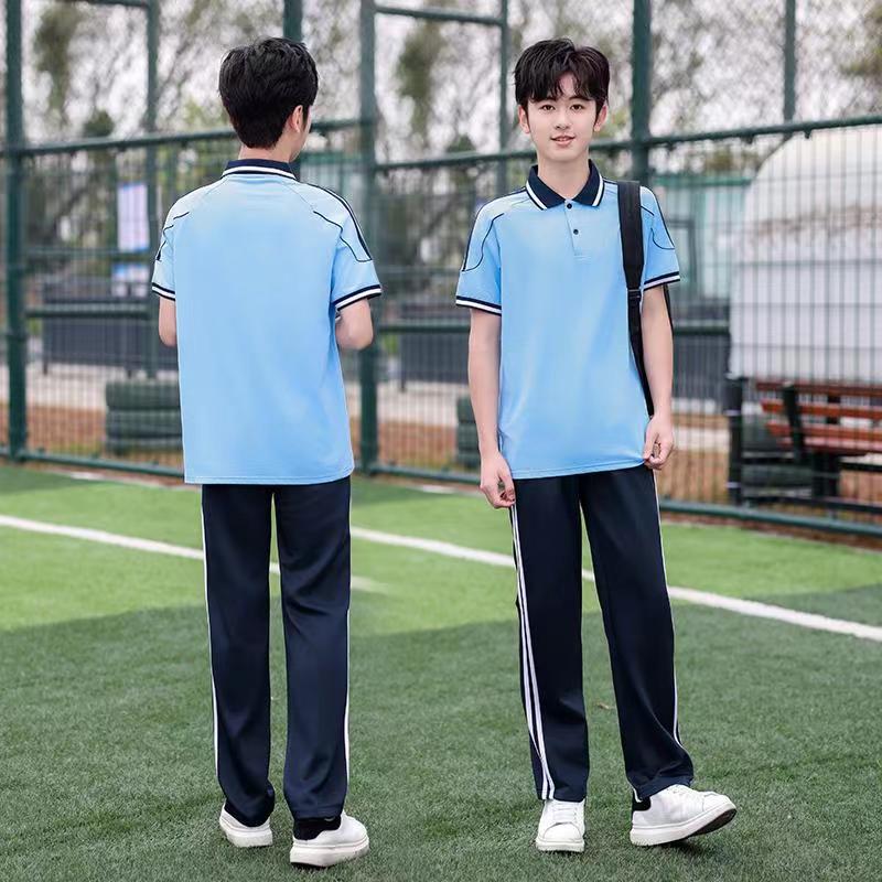 Summer sports elementary school middle school color matching school uniform short-sleeved suit KI2-2266 top