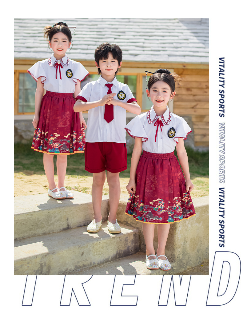 Chinese style short-sleeved school uniform suit 455-8283