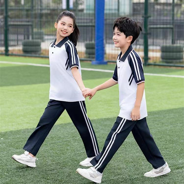 Trendy contrast color short-sleeved lapel sports school uniform KI2-8810 top