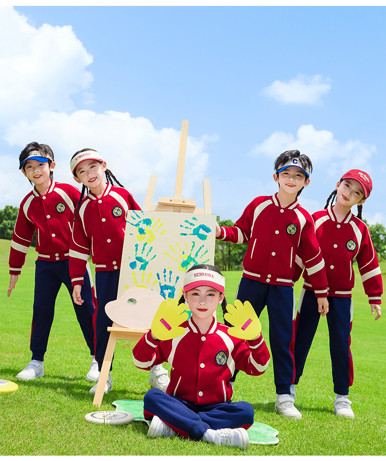 Children sports long-sleeved school uniform spring and autumn two-piece suit 215-9183