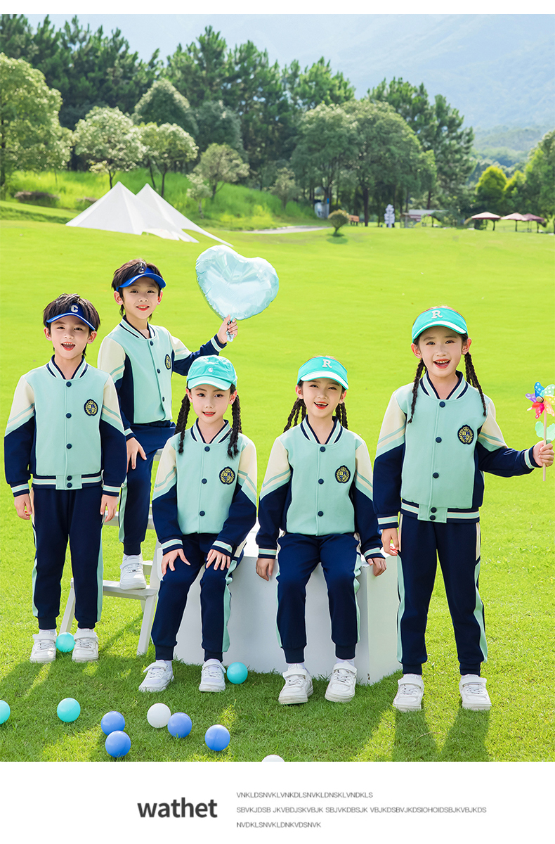 Children sports long-sleeved school uniform spring and autumn two-piece suit 215-9187