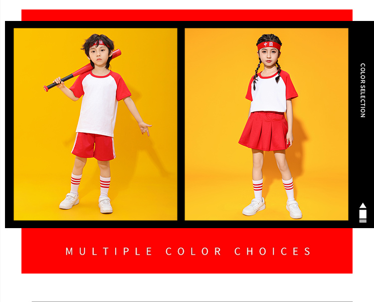 Raglan round neck sports short-sleeved primary and secondary school uniform suit for men and women D03-24212