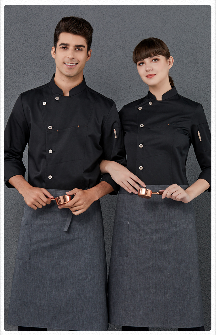 Copper button hidden pocket short-sleeved hotel chef uniform long-sleeved top H01-2022-16 long sleeve