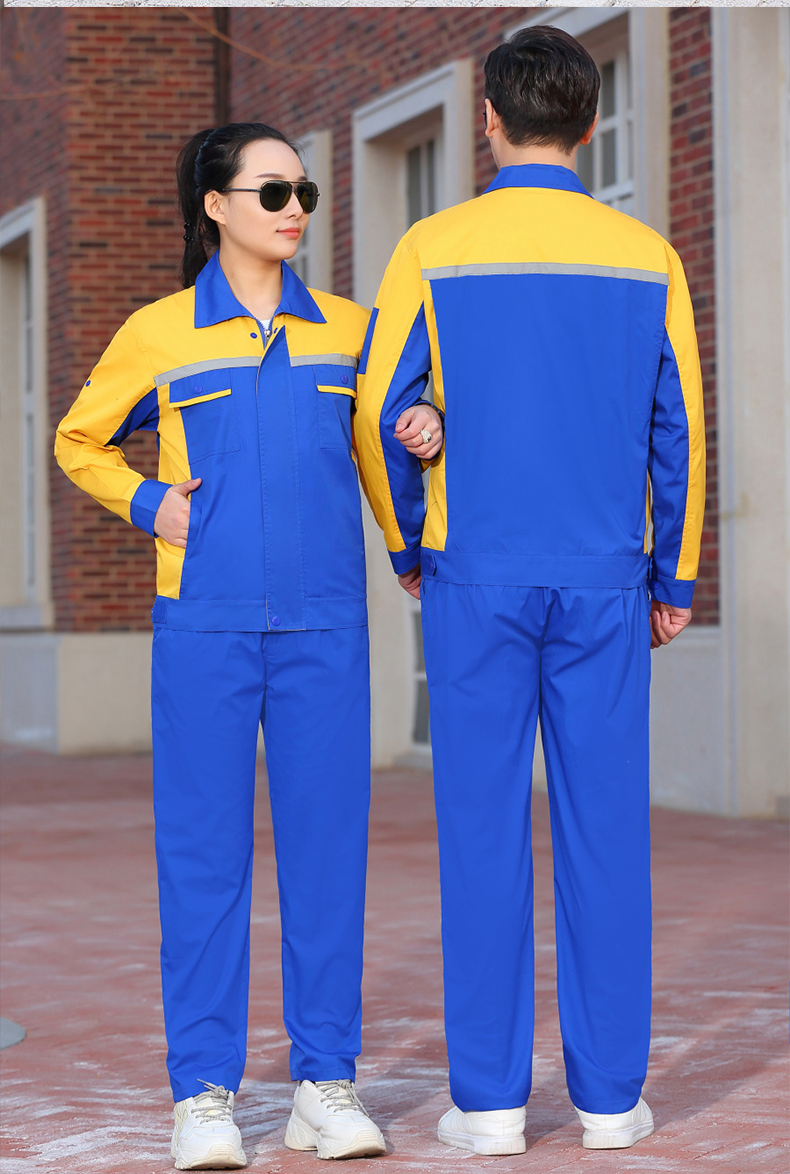 Full-process polyester-cotton fine twill double reflective strip workwear spring and autumn suit B06-W1208 top