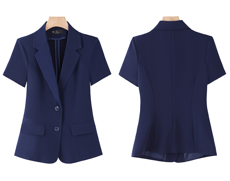 Peaked lapel double button business suit short sleeve women suit DY6-8330+K2201+Q1102