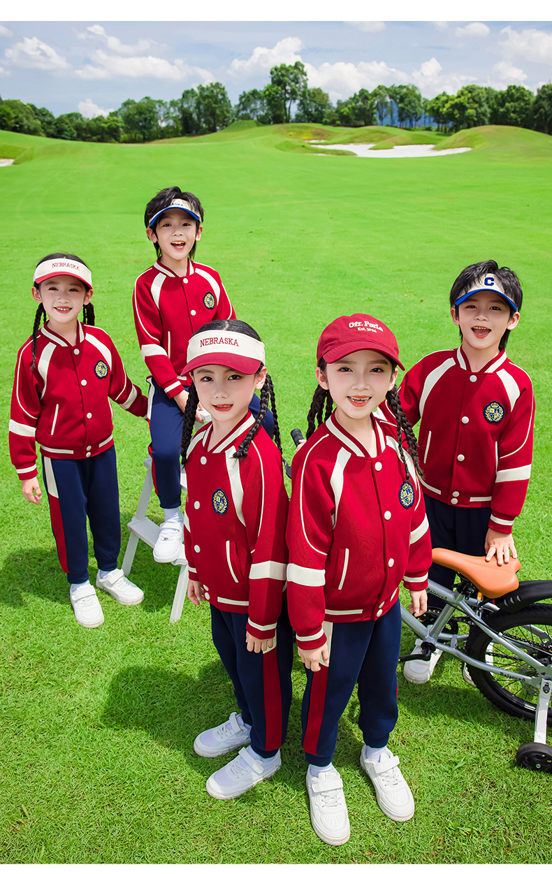 Children sports long-sleeved school uniform spring and autumn two-piece suit 215-9183